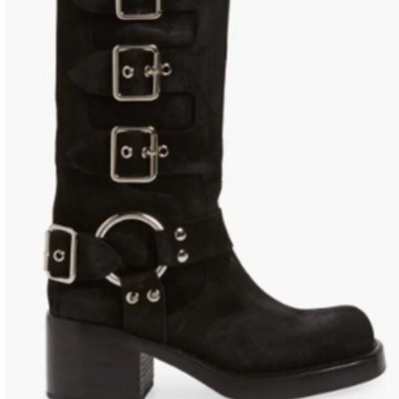 JEFFREY CAMPBELL Trouble Buckle Boot In Black Suede Silver Size 8.5 - Picture 2 of 14